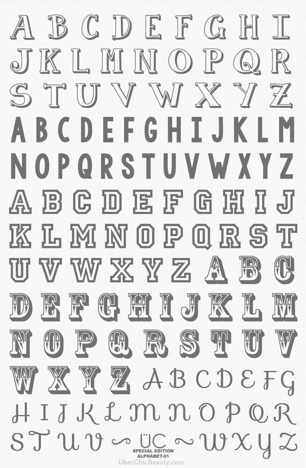 Special Edition Alphabet01 UberChic Nail Stamping Plate Nail