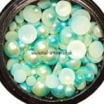 Nail-Artisan Box Of Flat Back Chameleon Pearls - Mint